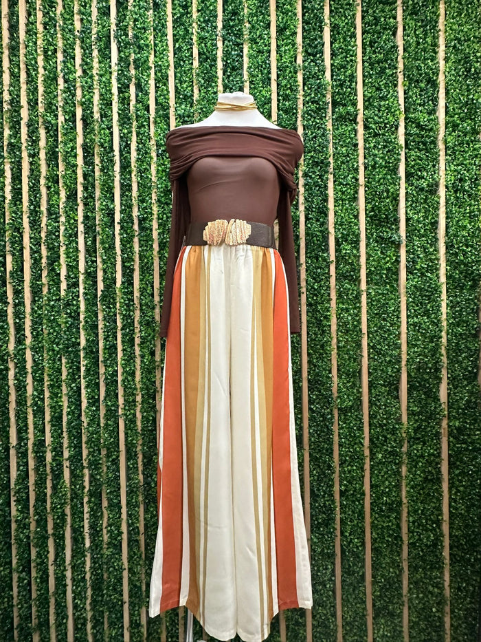 Ivory Rust Elastic Waist WIde Leg Pant