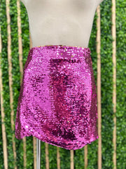 Asymmetrical Hem Sequin Mini Skirt