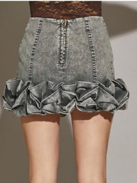 Ruffle Denim Mini Skirt