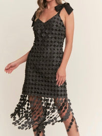 Beautiful Black Round Lace Midi Dress