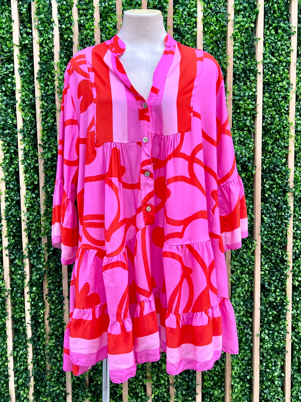 Swirl Print Tiered Short Dress