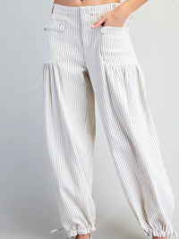 Oatmeal Pinstriped Cuffed Pants