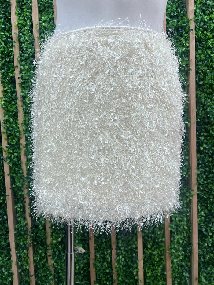 Delicate Cream Fringe Short Skirt