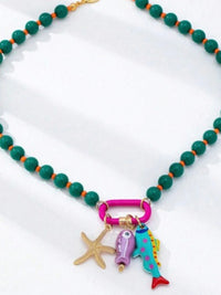 Coastal Charm Beaded Carabiner Detailed Necklace