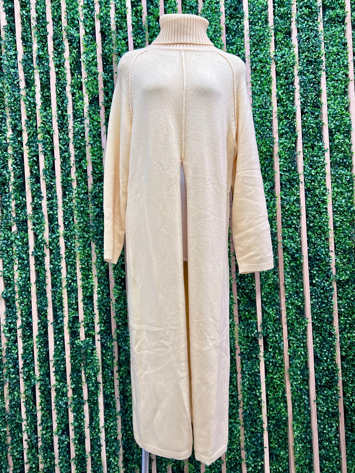 High Neck Front Slit Sweater Long Top