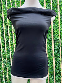 Black Ruched Off Shoulder Top
