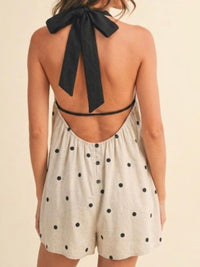 Natural Dots Capri Bow Back Romper