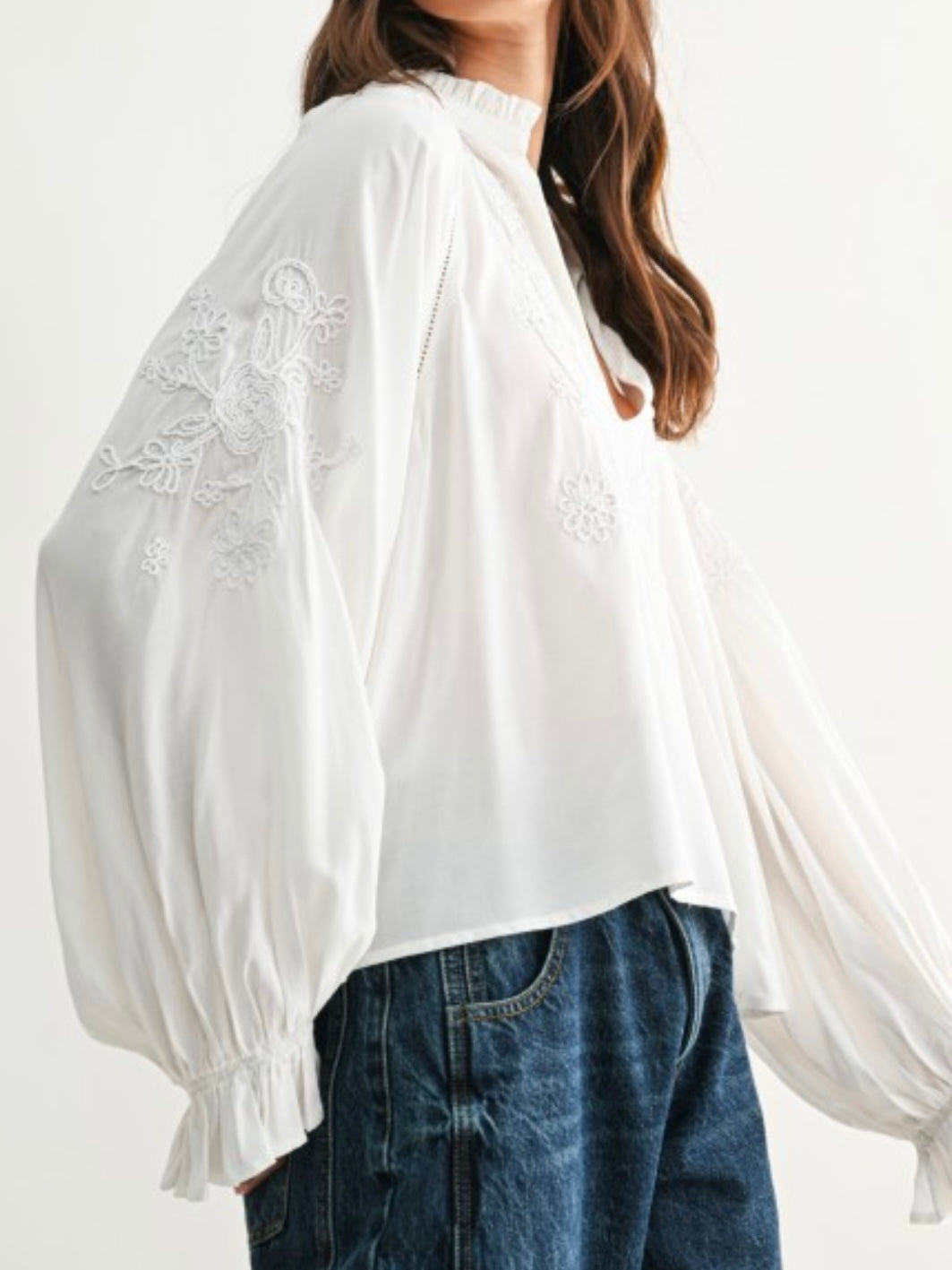Isla White Embroidered Boho Blouse