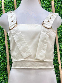 Satin Finish Buckle Detail Crop Top