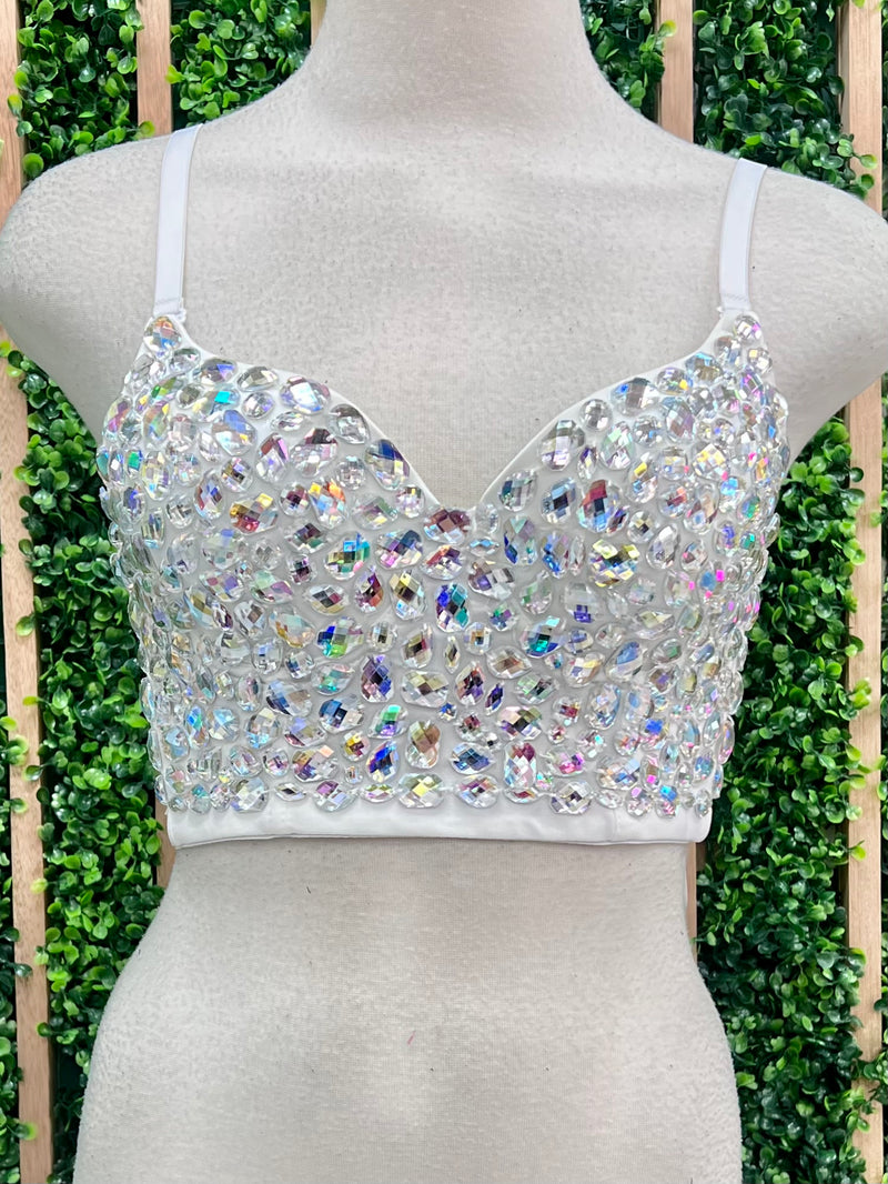 White Mirror Embellished Bustier