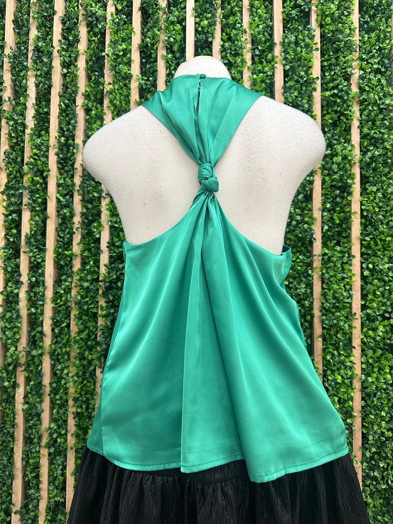 Satin Twist Halter Neck Top
