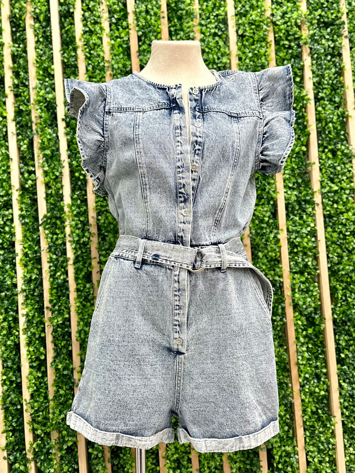 Denim Ruffled Romper