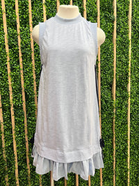 Round Neck Side Stripe Media Drop Waist Short Dress