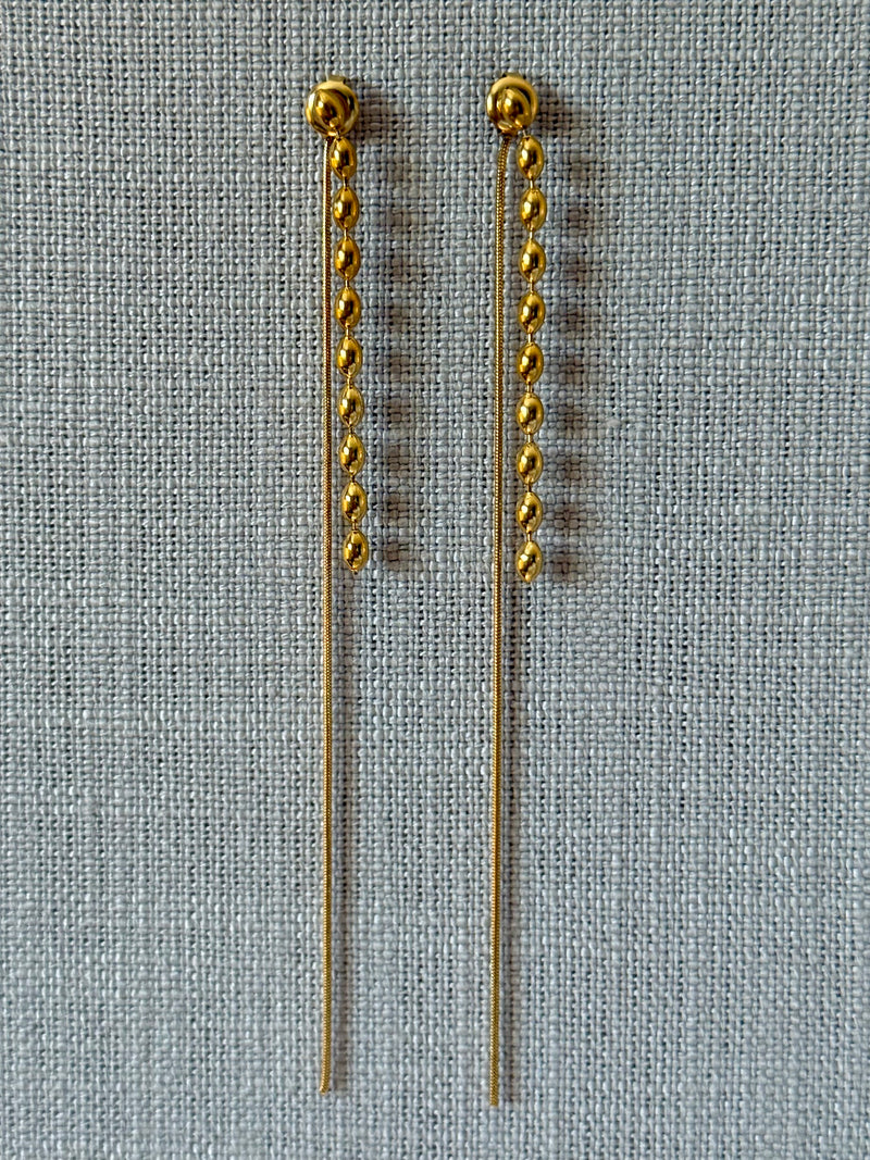 Contrast Strands Stainless Steel Long Earrings