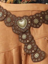 Heart Embossed Metal Adjustable Snap Belt