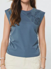 Floral Embroidered Lace Cap Sleeveless Top
