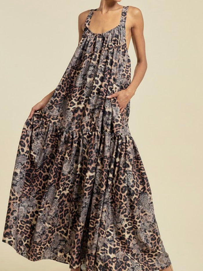 Brown Leopard Maxi Dress