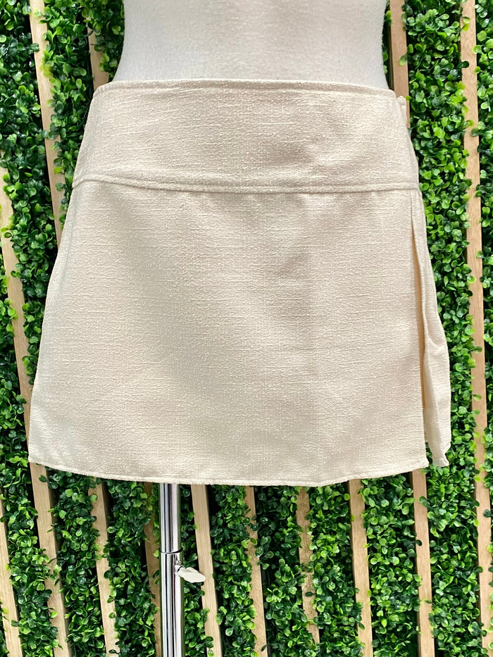 Cream Textured Slit Skort