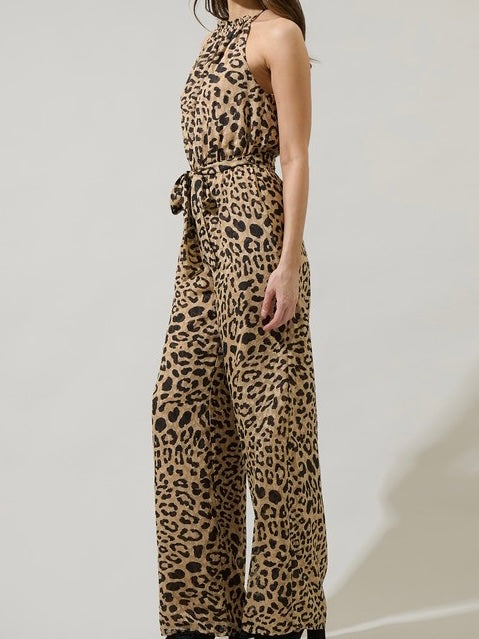 Leopard Halter Jumpsuit