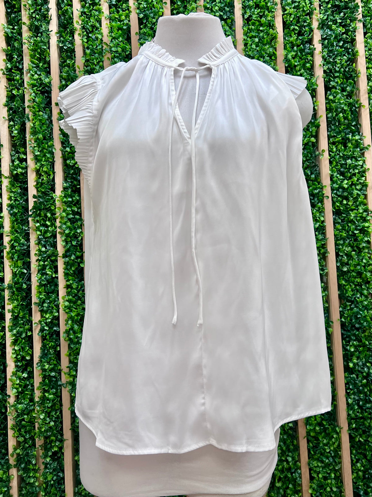 Satin Pleated Neck and Sleeves Blouse