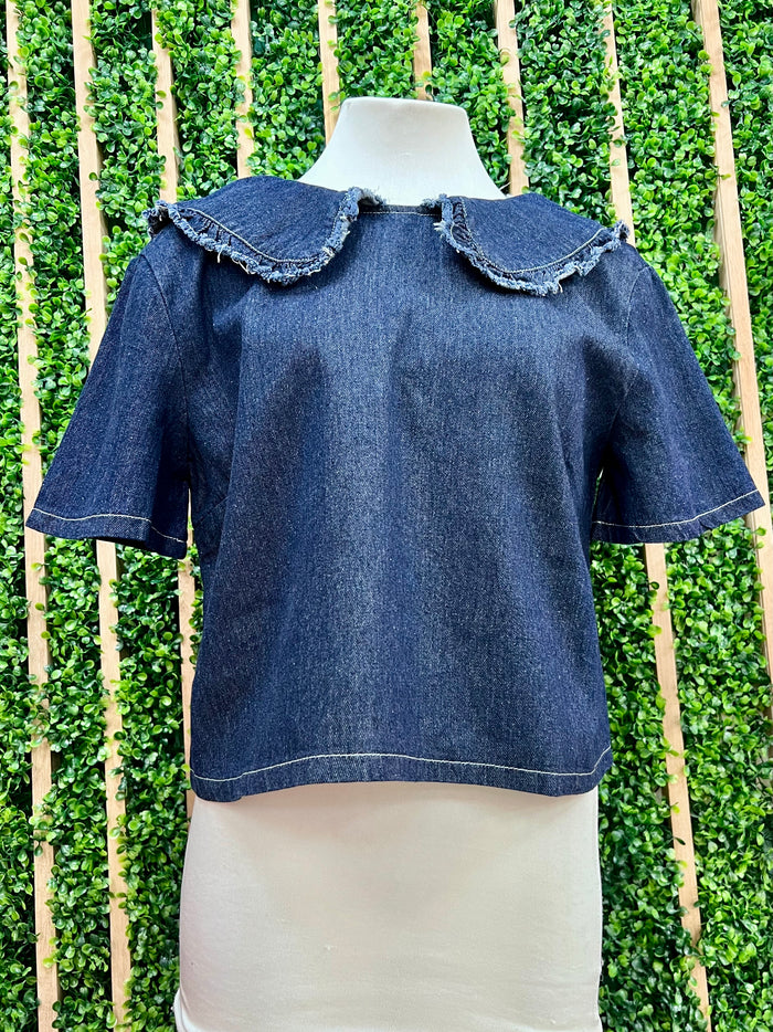 Dark Denim Peter Pan Collar Top