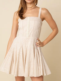 Beautiful Champagne Eyelet Fit & Flare Mini Dress