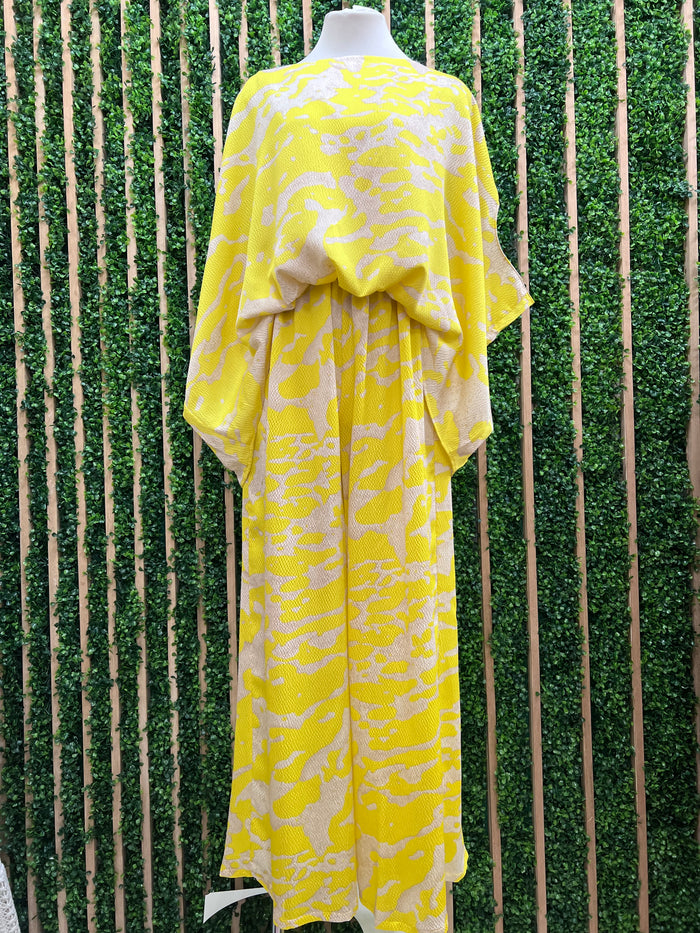 Yellow Ocean Waves Wide Leg Pant