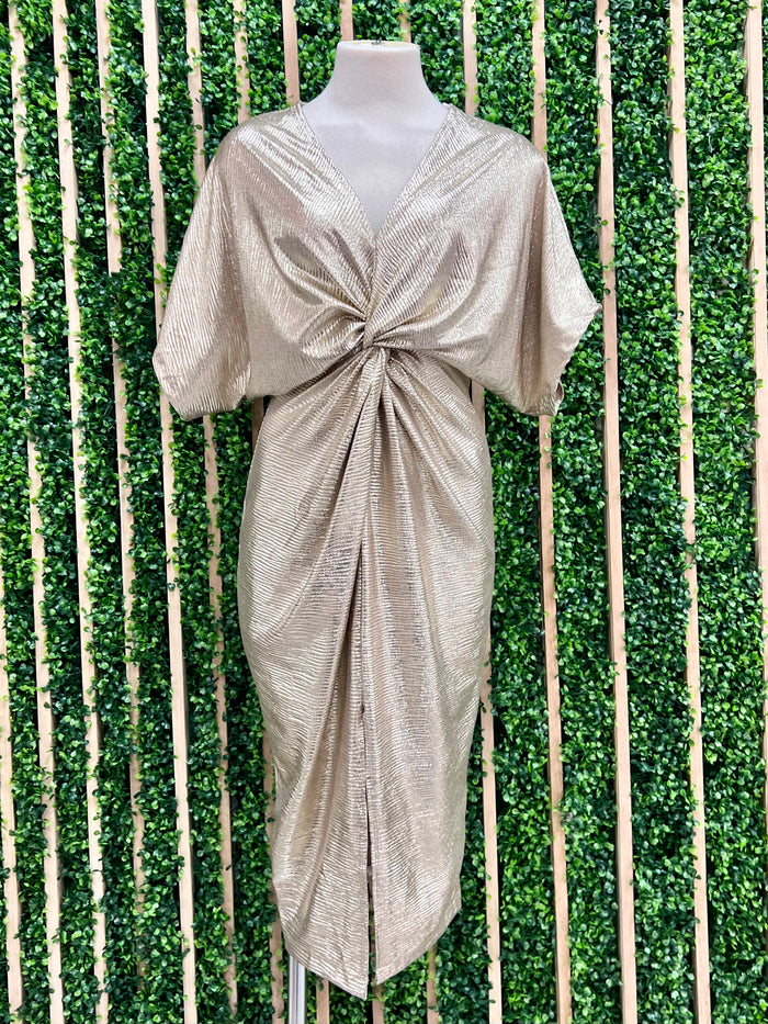 Beautiful Metallic Fitted Kimono Midi