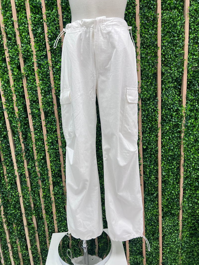 White Textured Linen Cargo