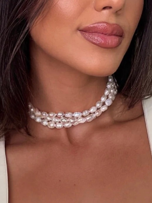 SJ Rustic Multi Layer Pearl Choker