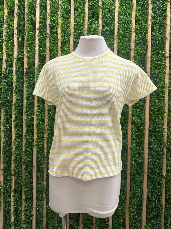 Striped Cap Short Sleeve Top