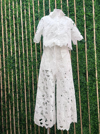 Beautiful White Cutout Floral Lace Pant