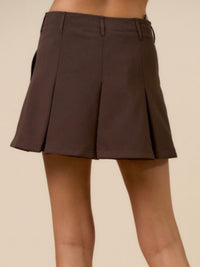 Brown Pleated Trouser Shorts