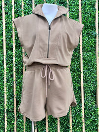 Front Zipper High Neck Romper