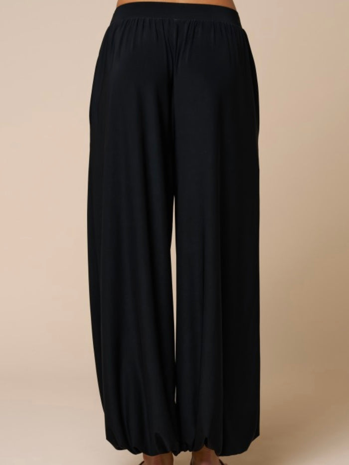 Black Relaxed Balloon Hem Pants by