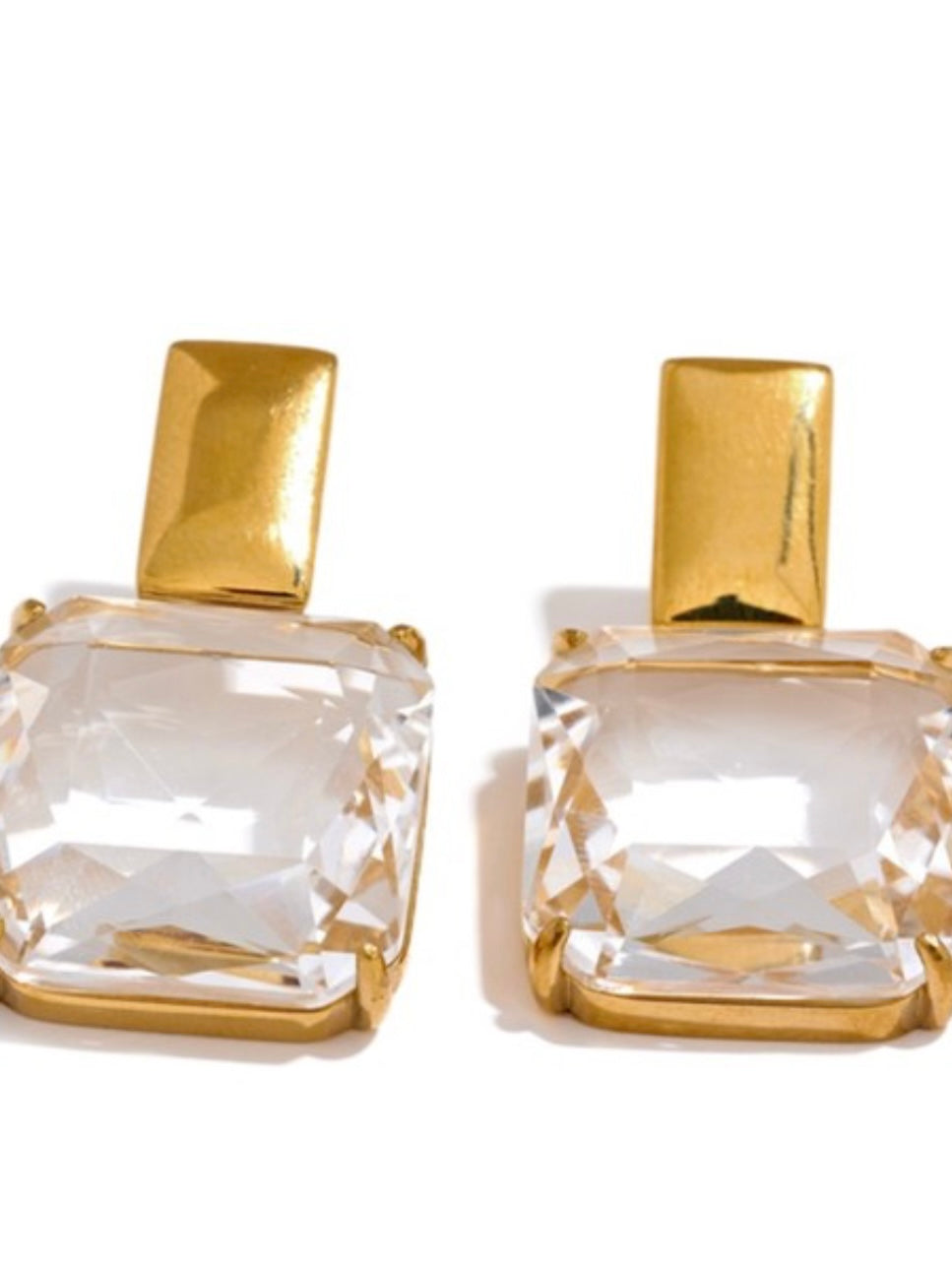 Cubic Zirconia Squate Drop Earring