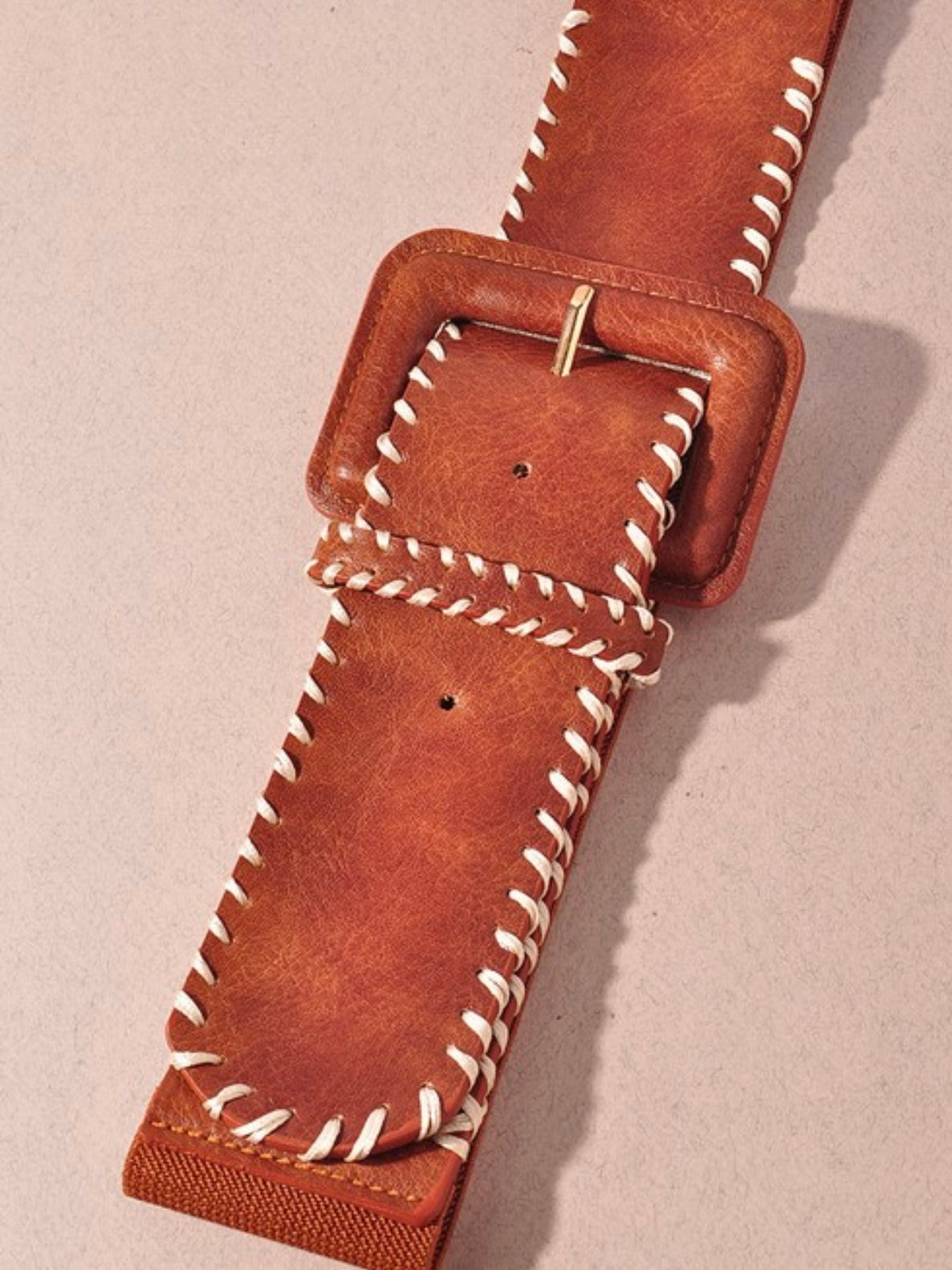 Contrast Stitch Wide Elastic Belt