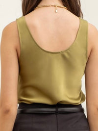 Satin Scoop Neck Basic Blouse