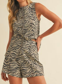 Sand Zebra Print Short Pant Set