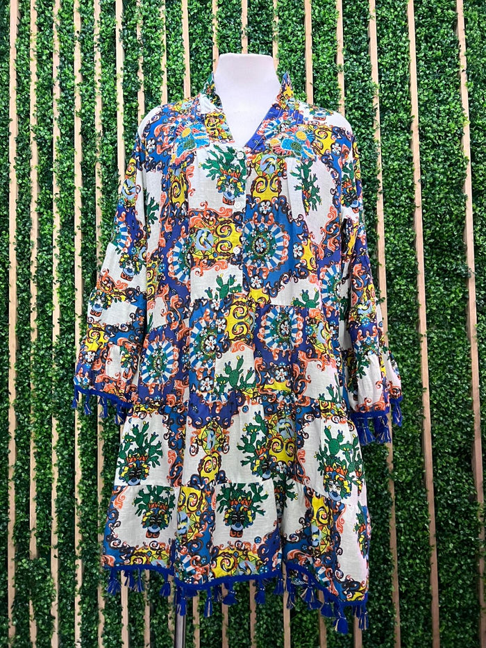 Italy Print Mix Short Dress