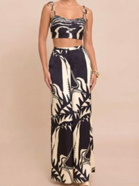 Black & Ivory Abstract Crop Top