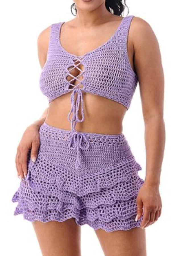 Beautiful Resort Crochet Skort Set