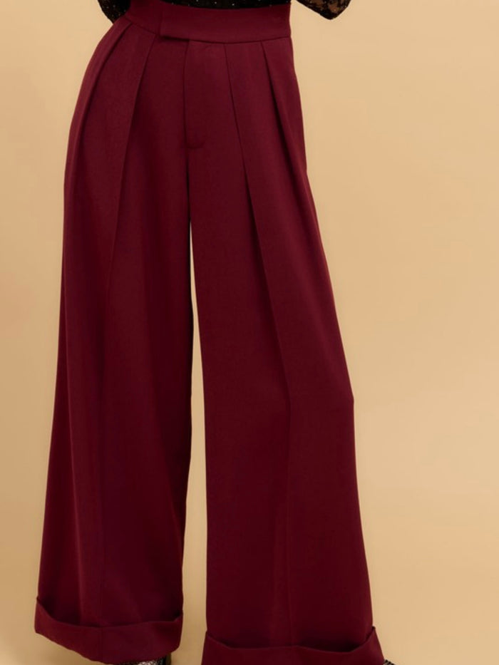 Burgundy Wide Leg Pant