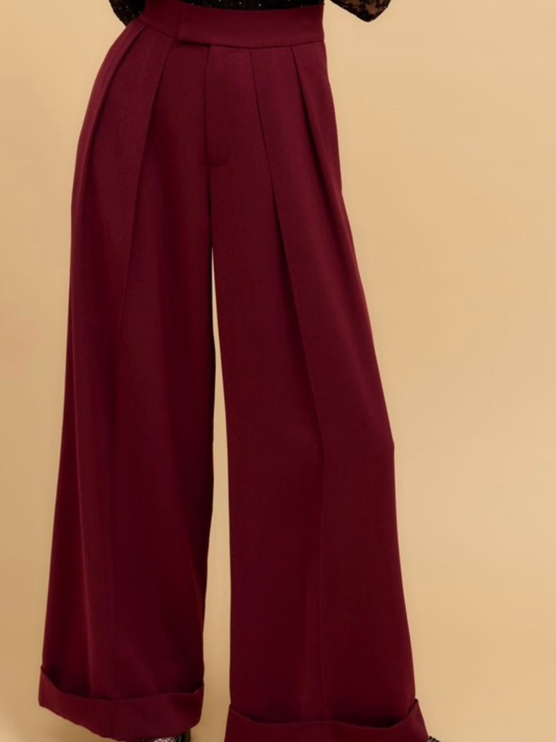 Burgundy Wide Leg Pant