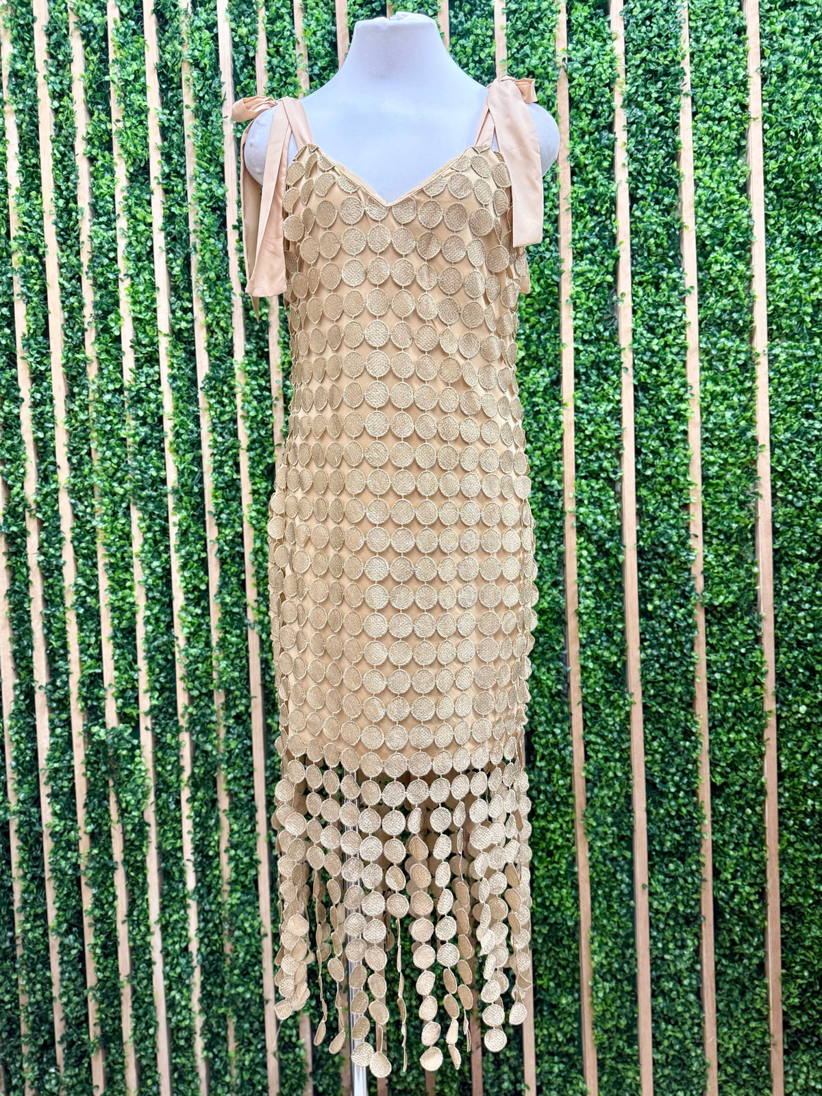 Beautiful Gold Lace Midi Dress