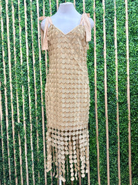 Beautiful Gold Lace Midi Dress