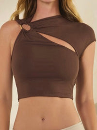 Asymmetric Ring Detail Cutout Detail Top