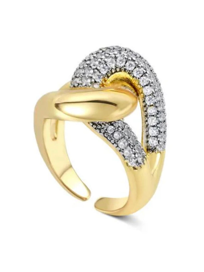 SJ Pave Two Tone Open Ring