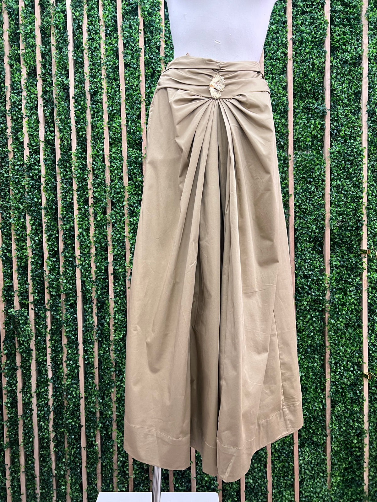 Sand Gold floral Detail Midi Skirt
