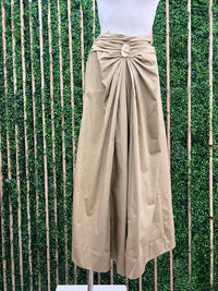 Sand Gold floral Detail Midi Skirt